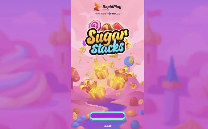 Sugar Stacks – početni zaslon s logotipom RapidPlay Games